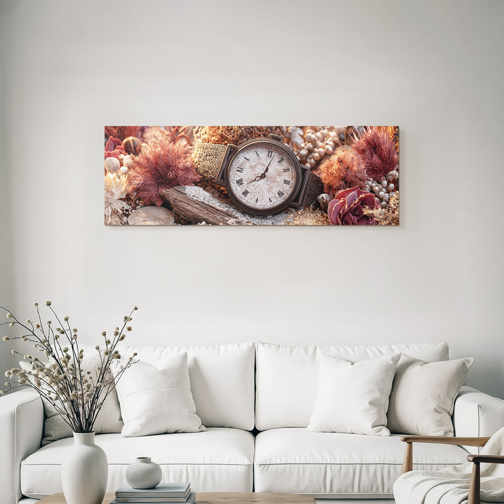 Trocken Retro Flowers Vintage Uhr Mit Trockenen Und Pflanzen