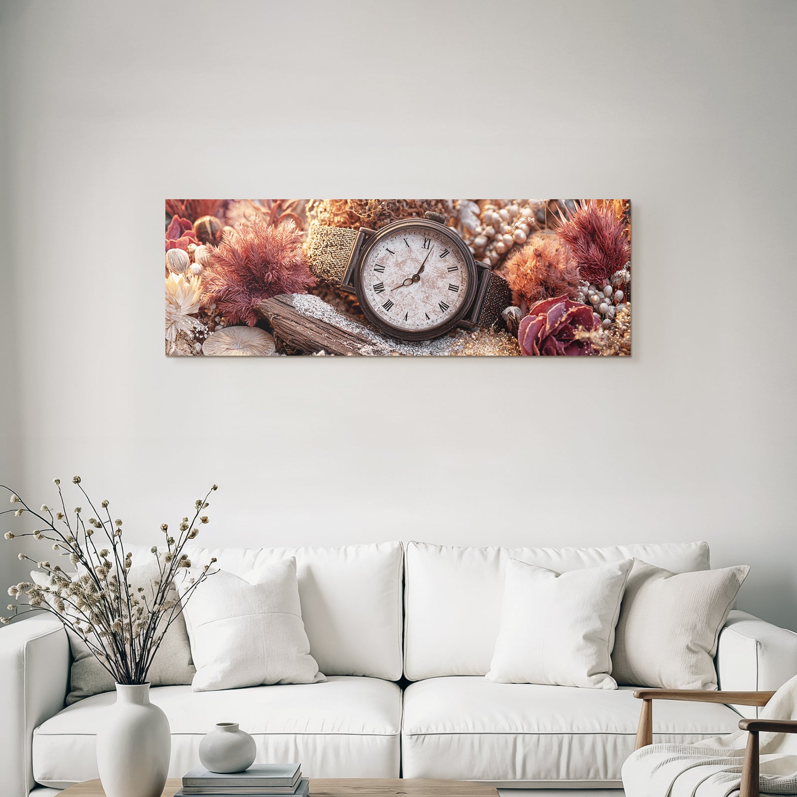 Trocken Retro Flowers Vintage Uhr Mit Trockenen Und Pflanzen