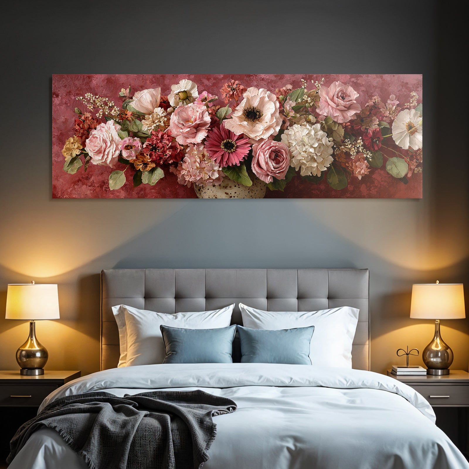 Trocken Retro Flowers Strauss Rot Weiss Rosa Kunstwerk