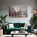 Trocken Retro Flowers Schone Still Leben Mit Alten Büchern Keramischen Vasen Dried Plants