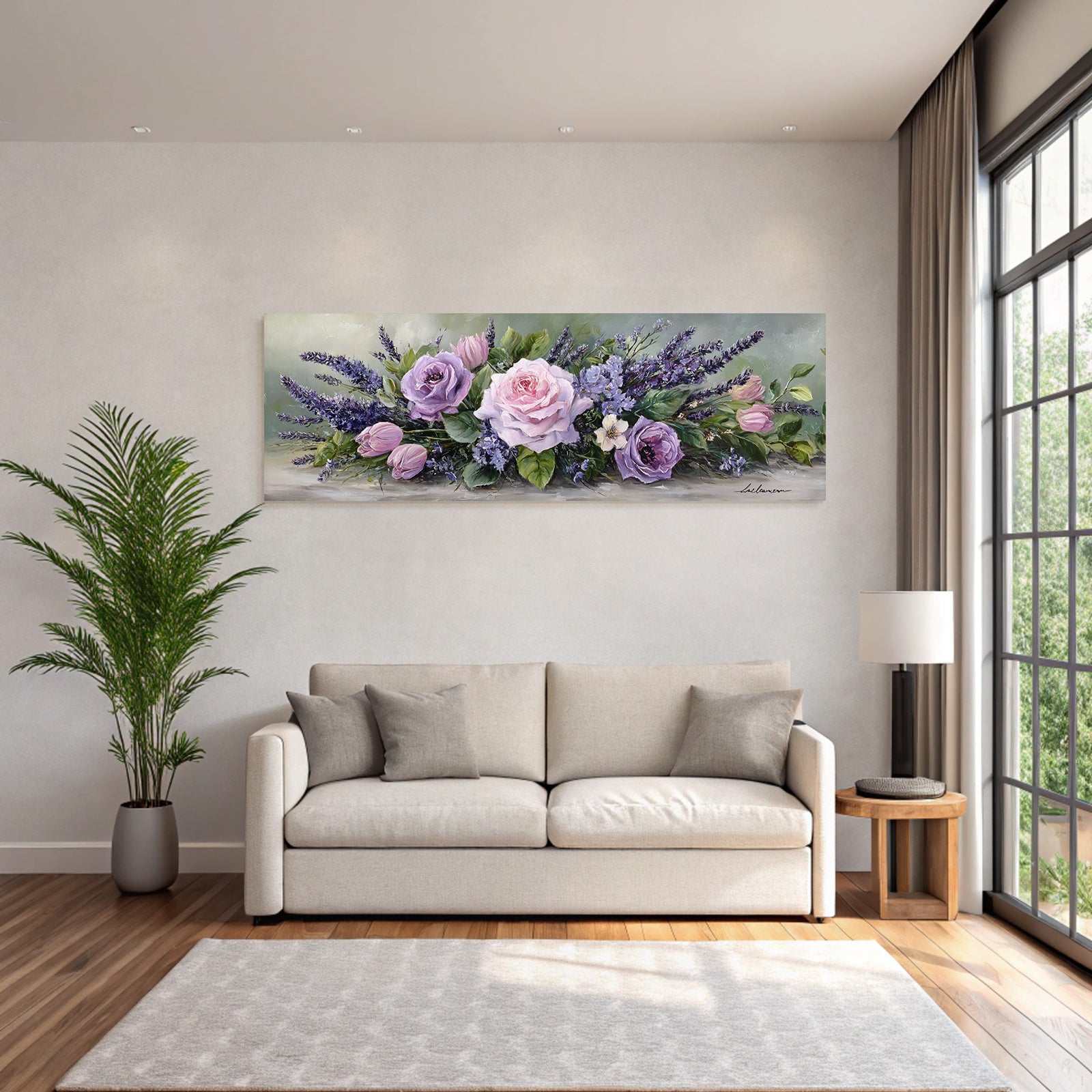 Strauss Mit Rosa Und Lavendelfarbenen Rosen Tulpen Und Zarten Lila Blüten