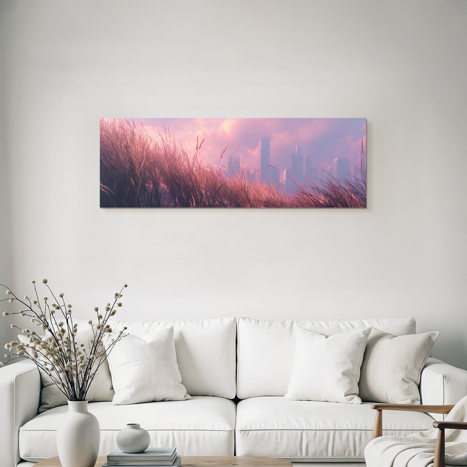 Ruhige Landschaft Grasstadt Skyline Sunset | Duenen und Heide | Landschaften