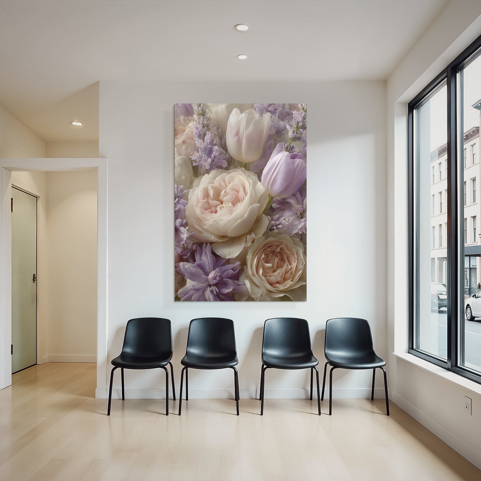 Schönes Pastell Bluten Gesteck Mit Tulpen Und Pfingstrosen