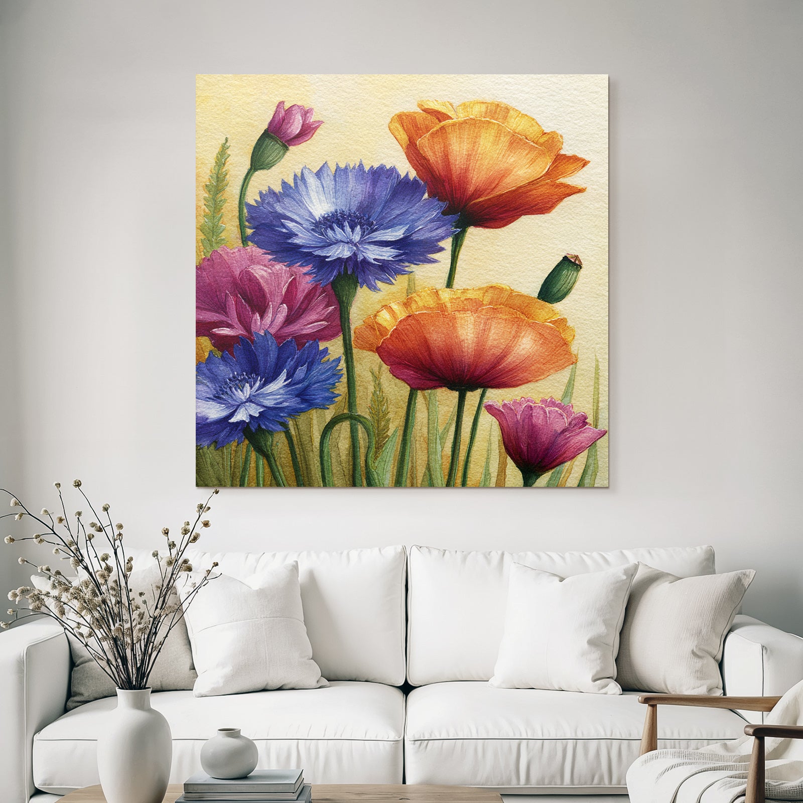 Aquarell Mit Blaün Violetten Orangen Und Pinken Farben
