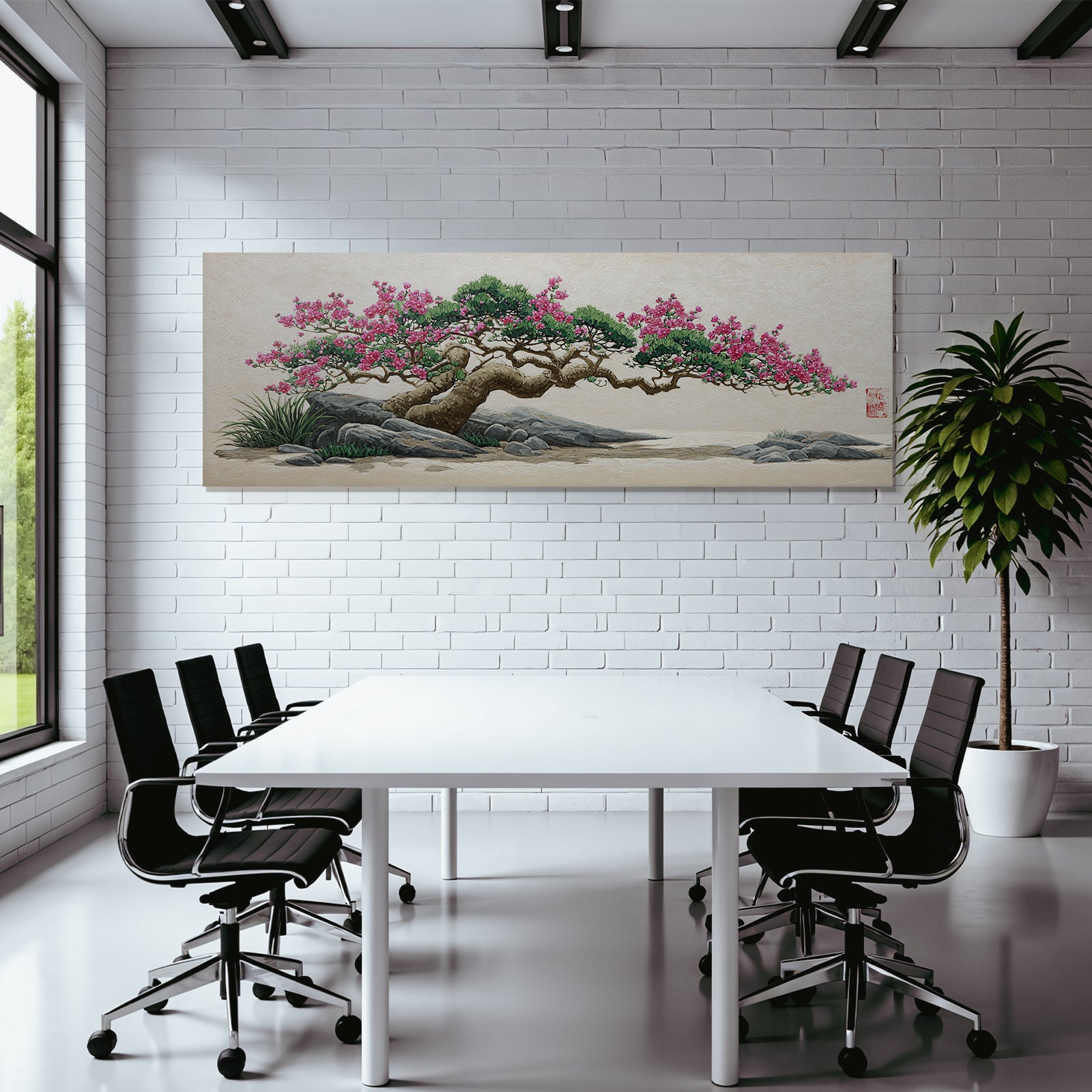 Baum Mit Rosafarbenen Blüten In Asiatischer Landschaft