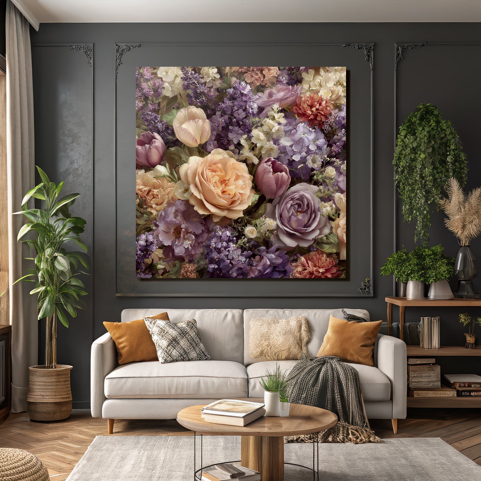 Bunte Blütenkomposition Mit Rosen Tulpen Und Mehrfarbigen Blüten