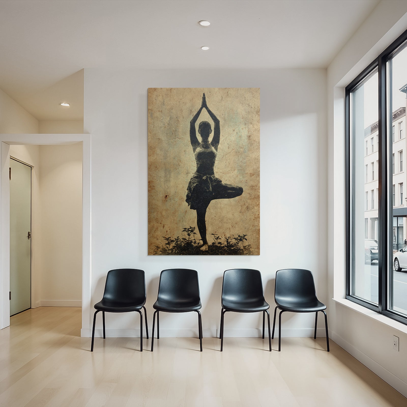 Yoga Meditation Yoga Pose Silhoütte Mit Pflanzen Und Altem Hintergrund | Yoga und Meditation | Themen und Hobbys