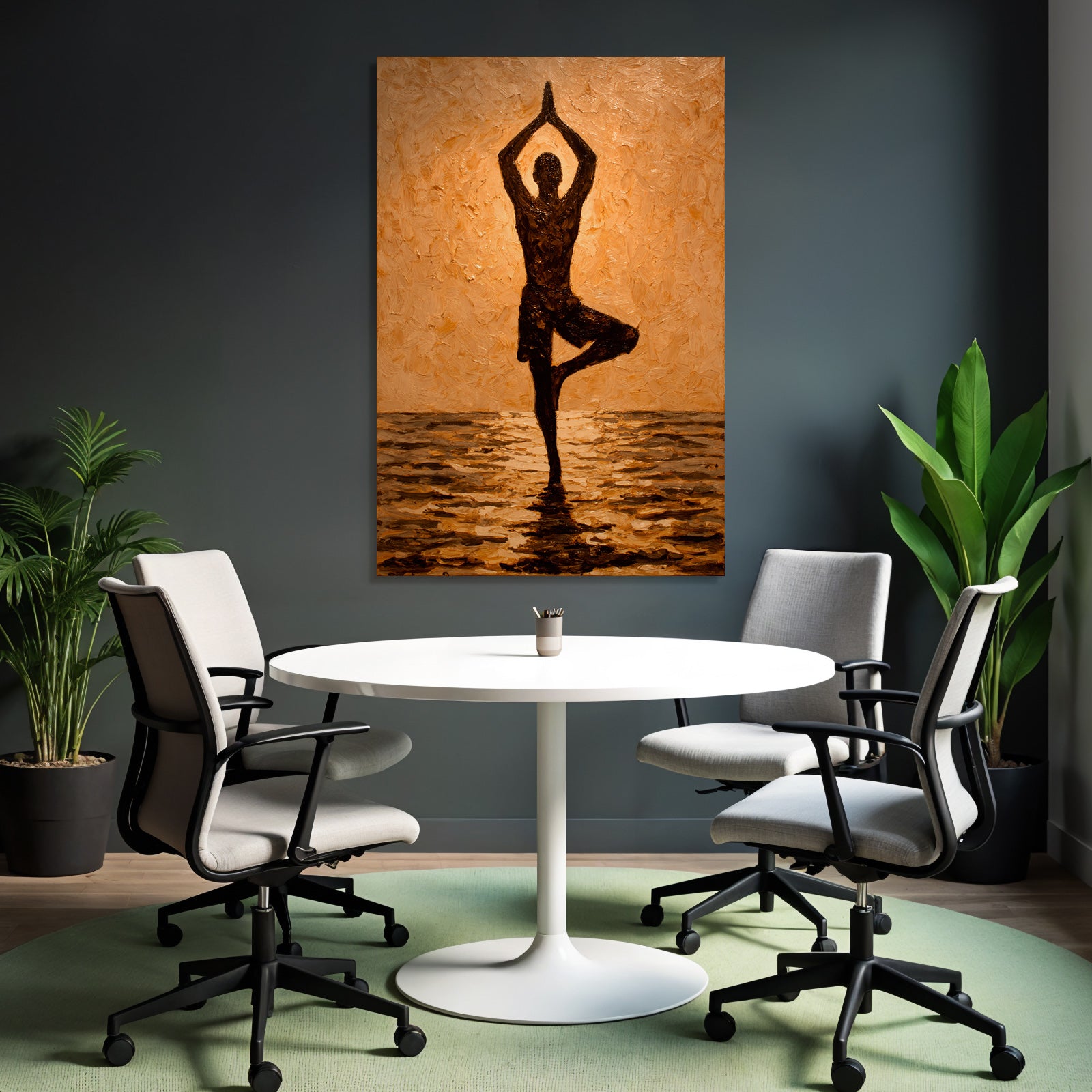 Yoga Meditation Baum Yoga Pose Beruhigung Ölmalerei | Yoga und Meditation | Themen und Hobbys