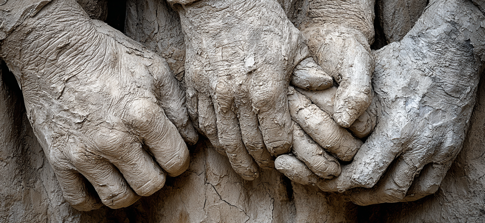 Porträts Hände Die Sich Halten Skulptur Detail Textur Erde Emo Themen | Haende und Gestik | Menschen und Emotionen