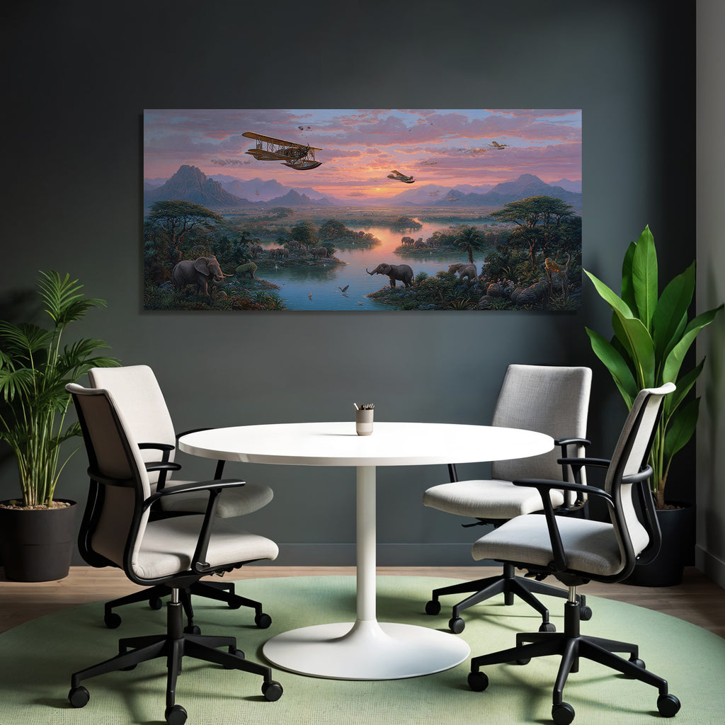 Friedliche Natur Landschaft Elephanten Sonnenuntergang | Flugzeuge | Mobilitaet und Technik