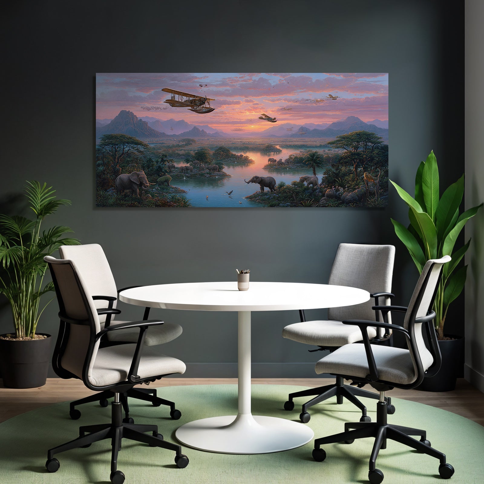 Friedliche Natur Landschaft Elephanten Sonnenuntergang | Flugzeuge | Mobilitaet und Technik