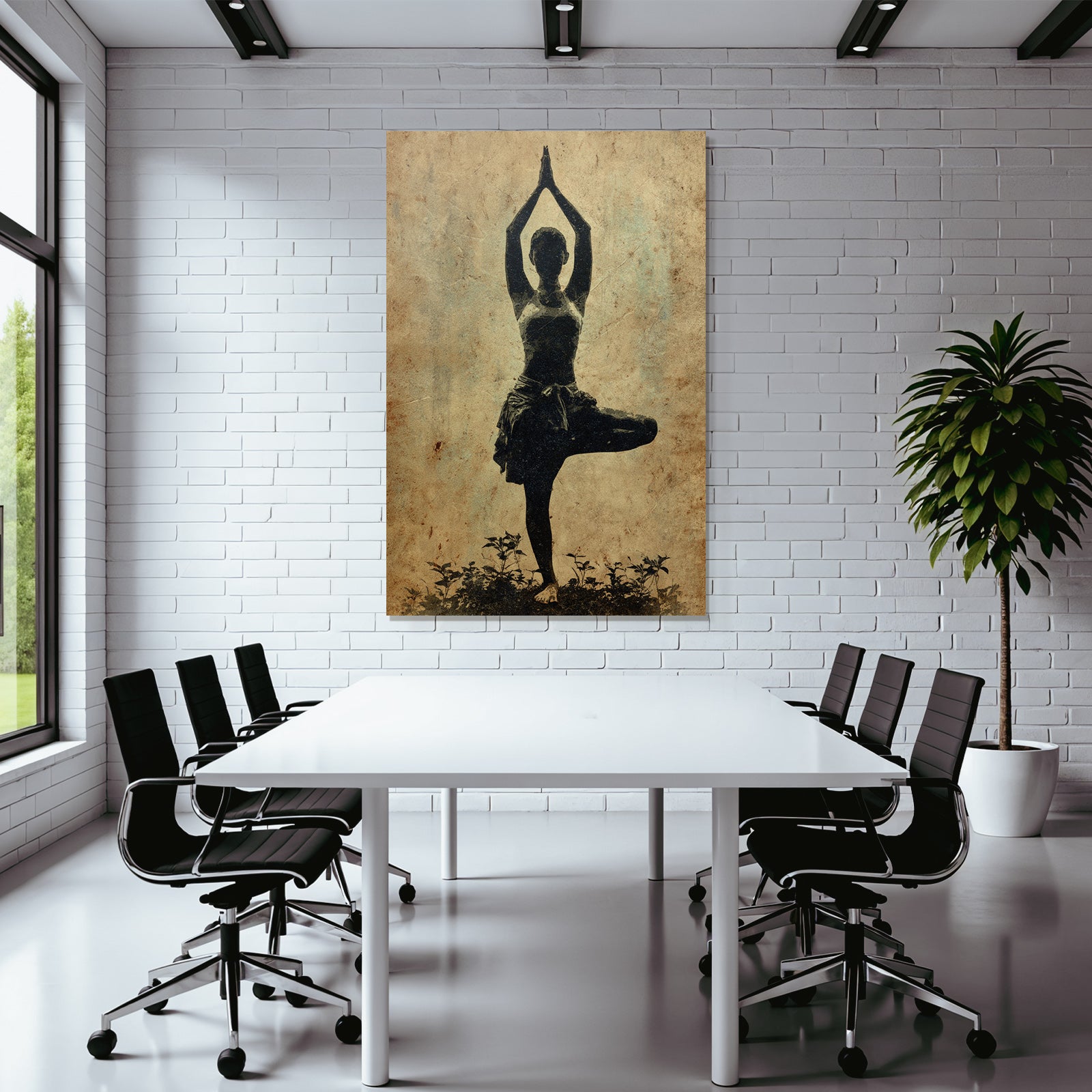 Yoga Meditation Yoga Pose Silhoütte Mit Pflanzen Und Altem Hintergrund | Yoga und Meditation | Themen und Hobbys