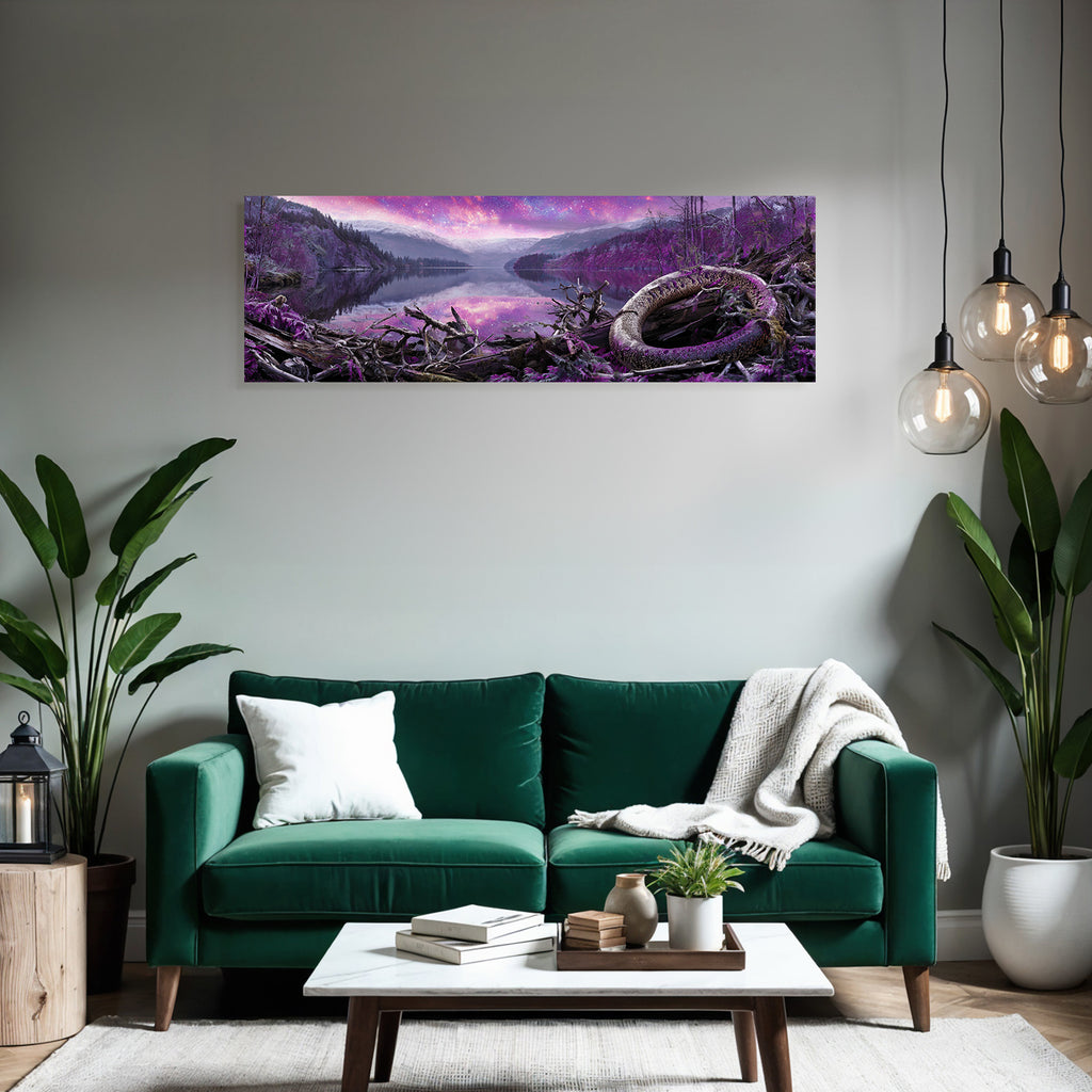Polarlicht Surreale Landschaft Mit See Und Coiled Creature | Fjorde und Gletscher | Landschaften