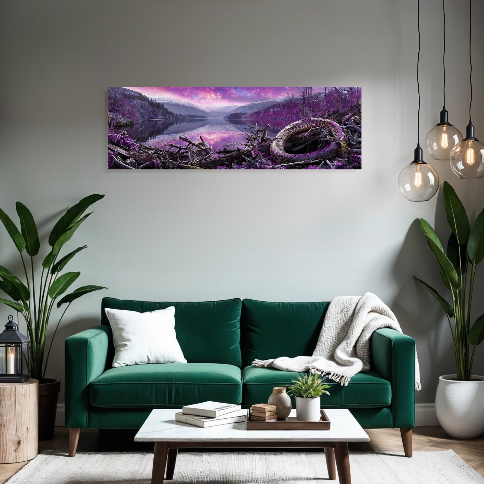 Polarlicht Surreale Landschaft Mit See Und Coiled Creature | Fjorde und Gletscher | Landschaften
