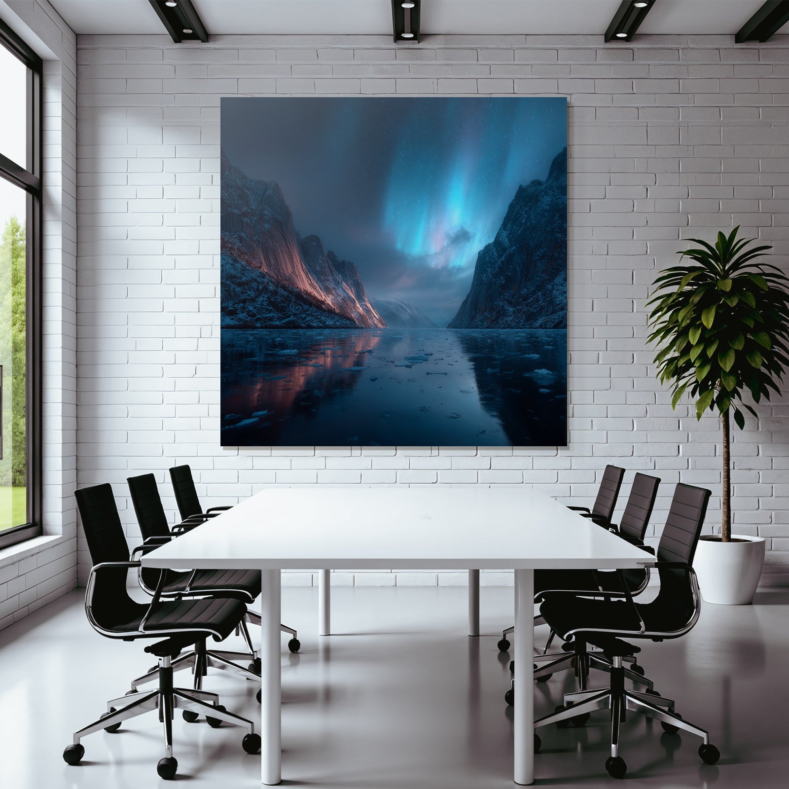 Polarlicht Ruhige Und Dramatische Landlandschaft Mit Nordlicht Und Bergsee | Fjorde und Gletscher | Landschaften