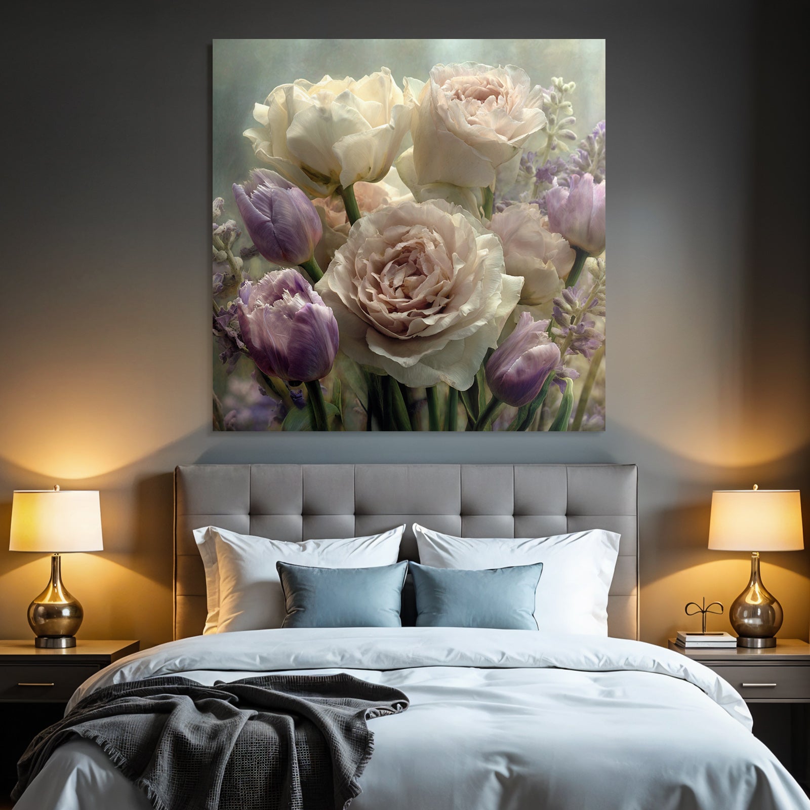 Zarte Rosen Und Tulpen Im Weichen Hintergrund