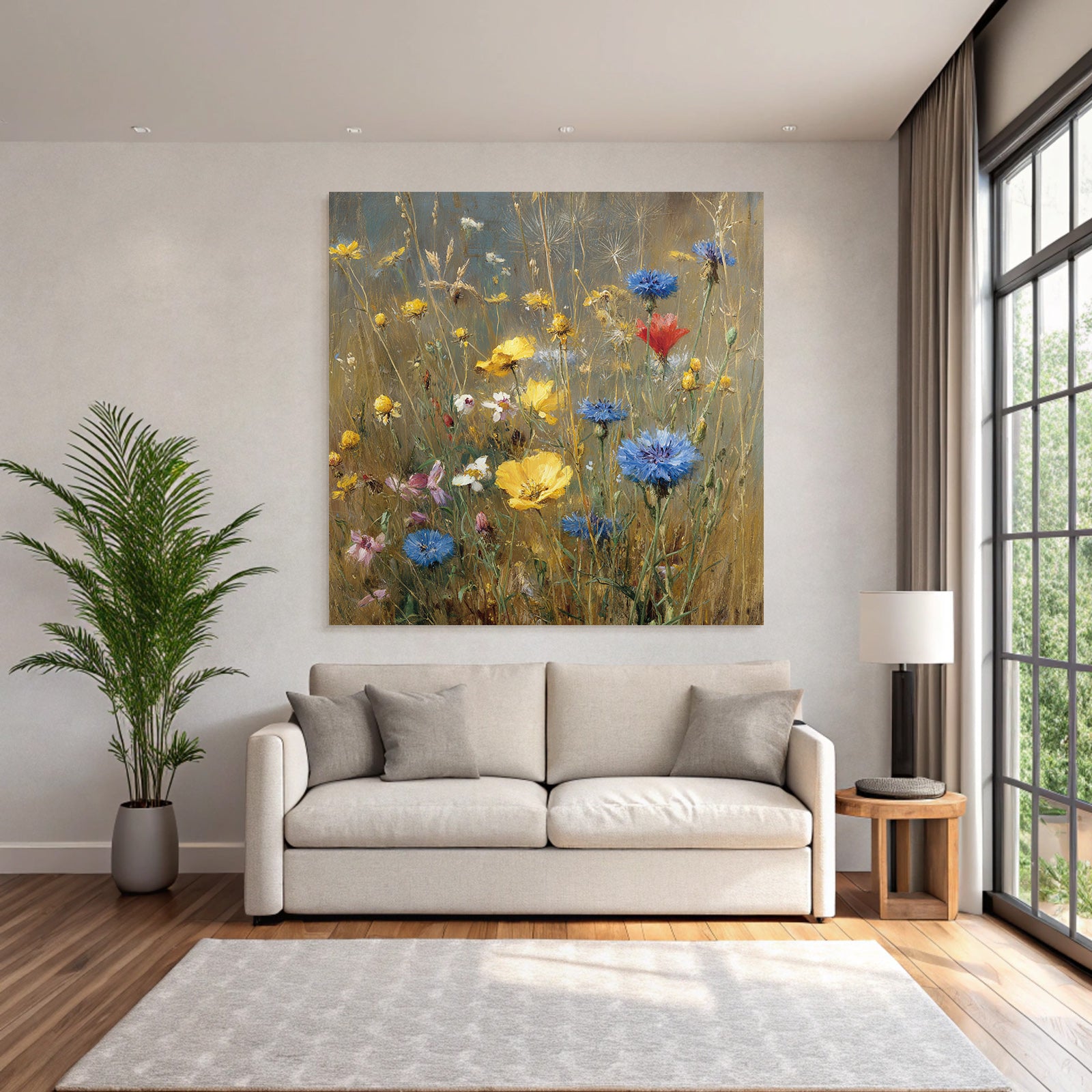 Bunte Wildwiese In Aquarell