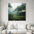 Abstrakte Architektonische Struktur Umschlossen Von Vegetation Und Nebel | Lost Places | Architektur
