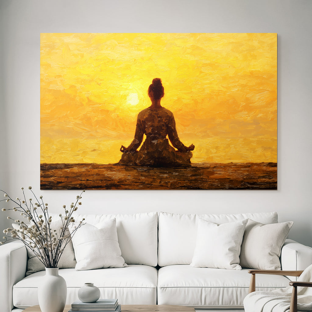 Yoga Meditation Meditierende Person Im Sonnenuntergang Hintergrund Ruhige Atmosphäre | Yoga und Meditation | Themen und Hobbys