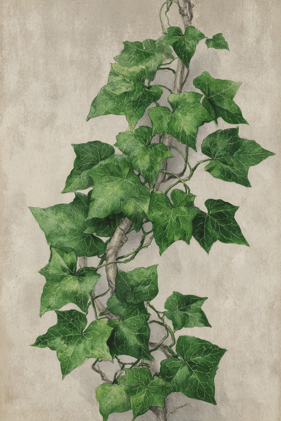 Efeu Blattillustration Mit Lebhafter Grüner Rankenstruktur