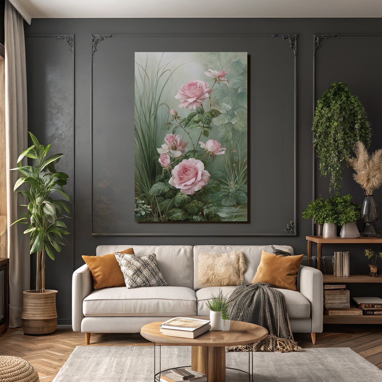 Zarte Rosen Mit Grünem Laub In Eleganter Szene