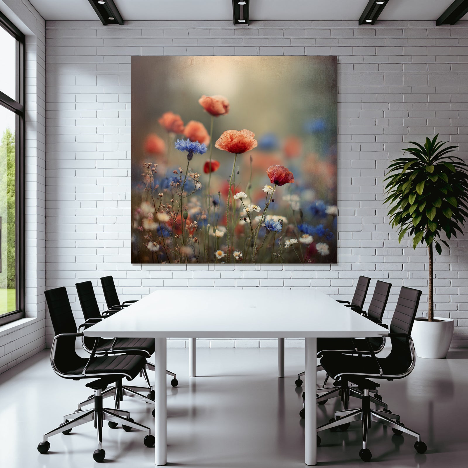 Traumhafte Wildwiese Mit Mohn Korn Und Gänseblümchen