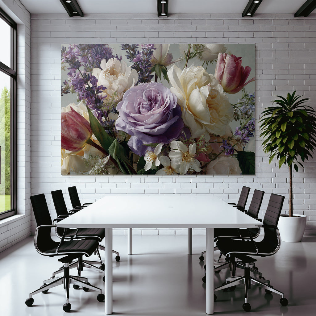 Florales Gemälde Mit Rosen Tulpen Und Frühlingsblüten