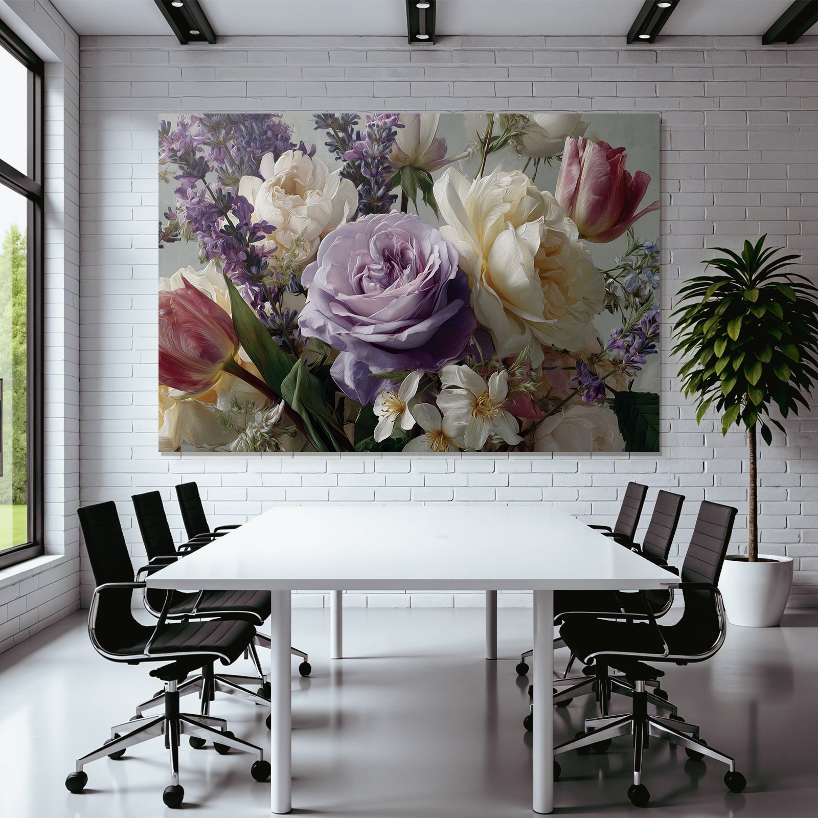 Florales Gemälde Mit Rosen Tulpen Und Frühlingsblüten