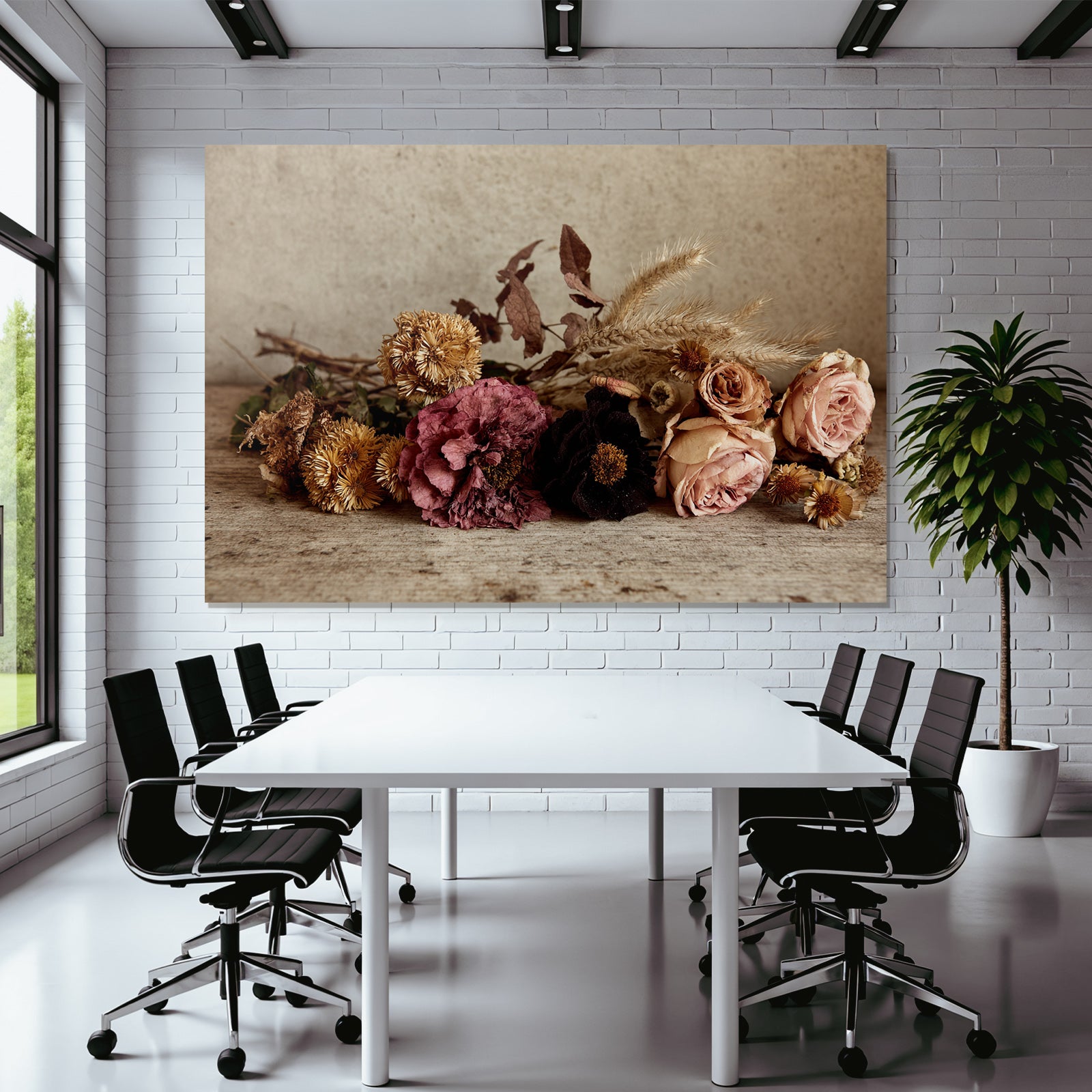 Trocken Retro Flowers Getrocknete Arrangement Rustikaler Hintergrund Erdige Farben Vintage
