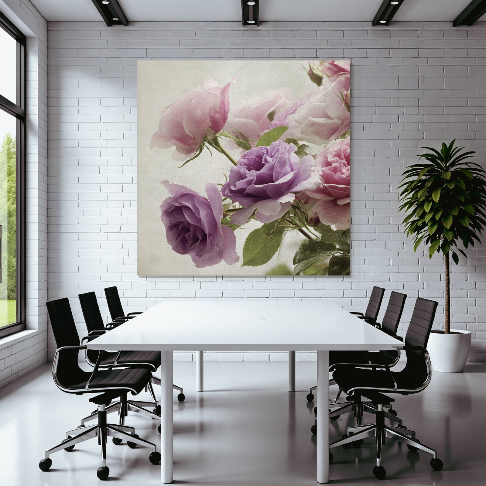 Naheaufnahme Eines Rosenstrausses In Zarten Rosa Und Lila Nuancen Romantisch