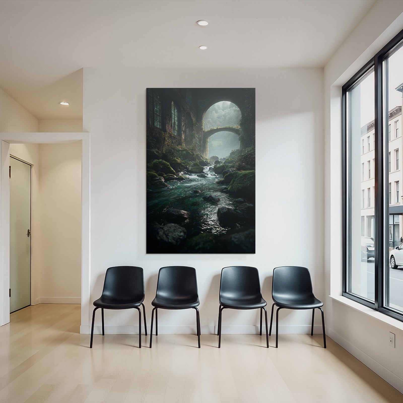 Zauberhafte Landschaft Mit Altsteinstruktur Und Bach Im Nebel | Lost Places | Architektur