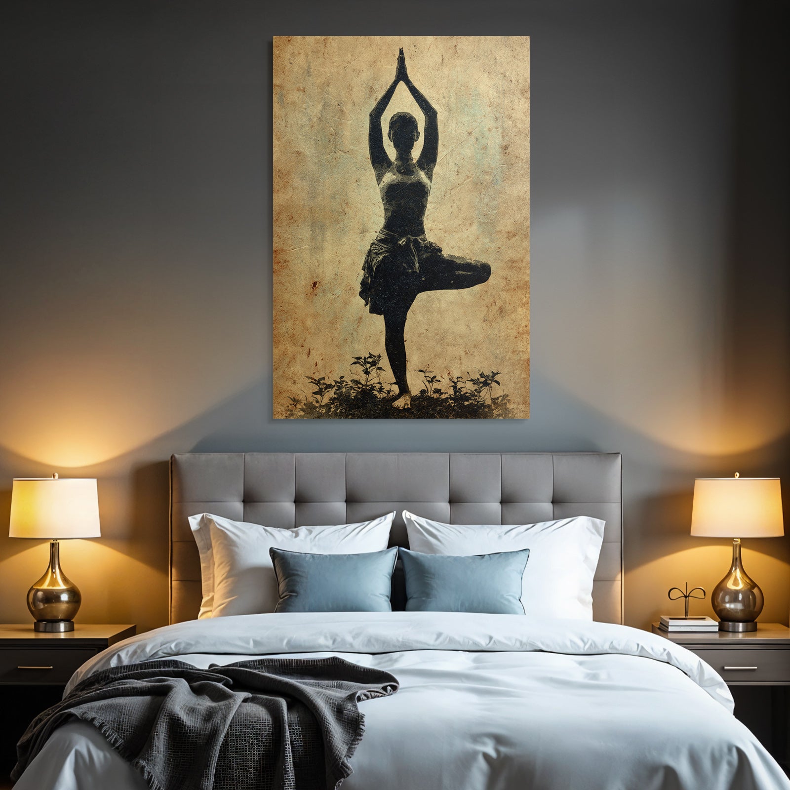 Yoga Meditation Yoga Pose Silhoütte Mit Pflanzen Und Altem Hintergrund | Yoga und Meditation | Themen und Hobbys