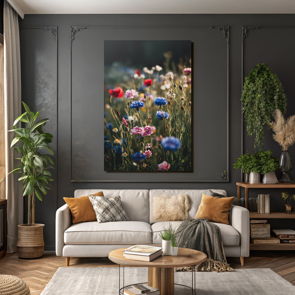 Frühlingswiese Mit Bunten Wilden Blüten