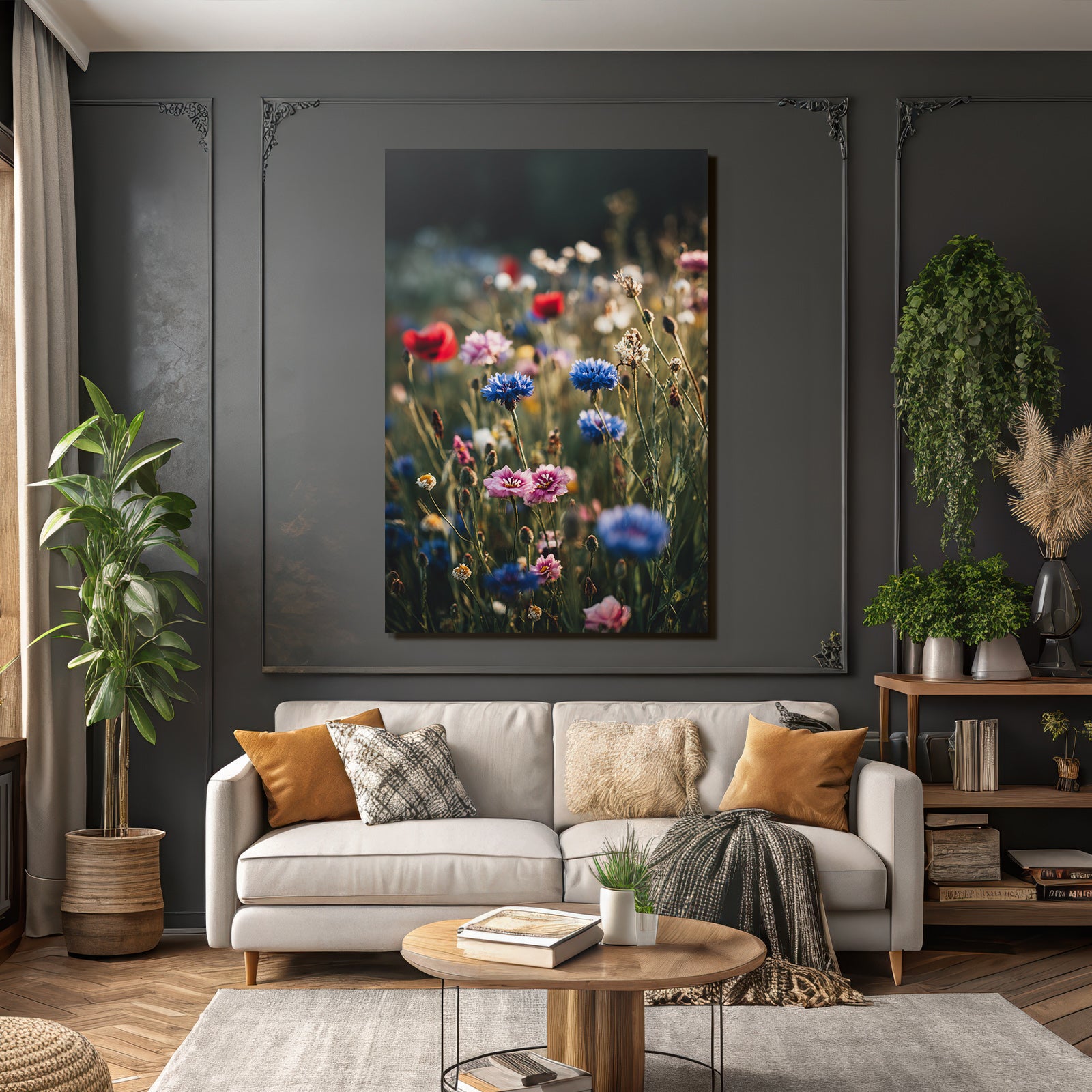 Frühlingswiese Mit Bunten Wilden Blüten
