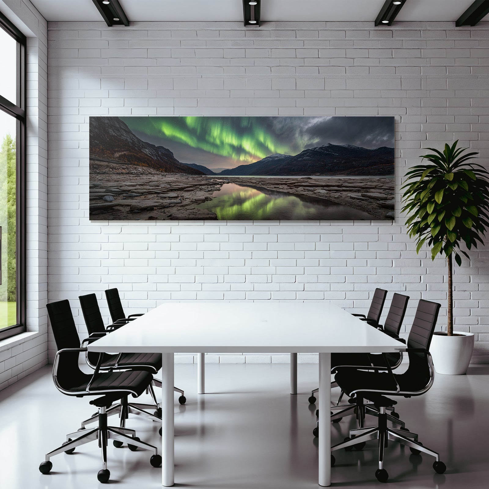 Polarlicht Aurora Borealis Bergend Spiegelung Natur Szene | Fjorde und Gletscher | Landschaften