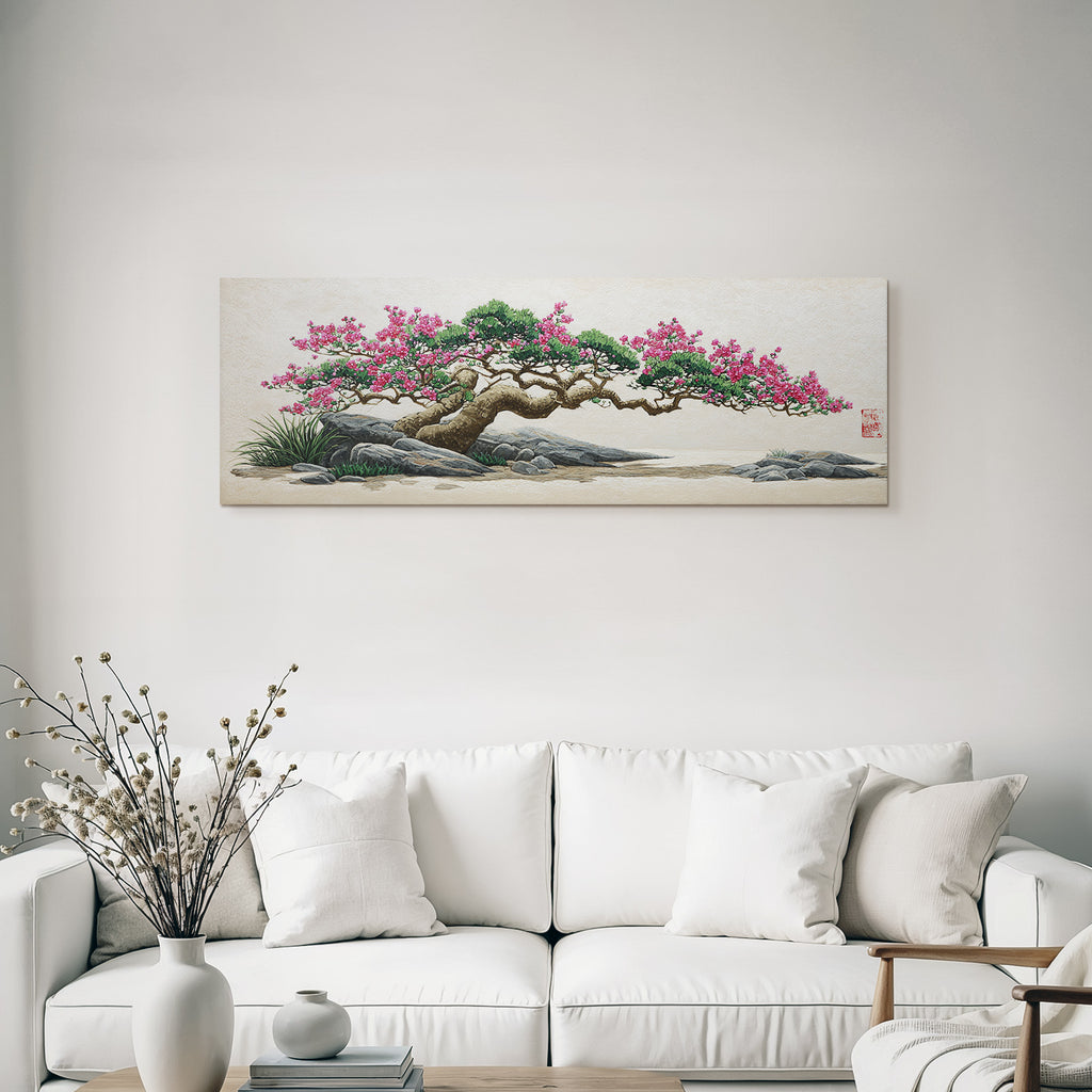 Baum Mit Rosafarbenen Blüten In Asiatischer Landschaft