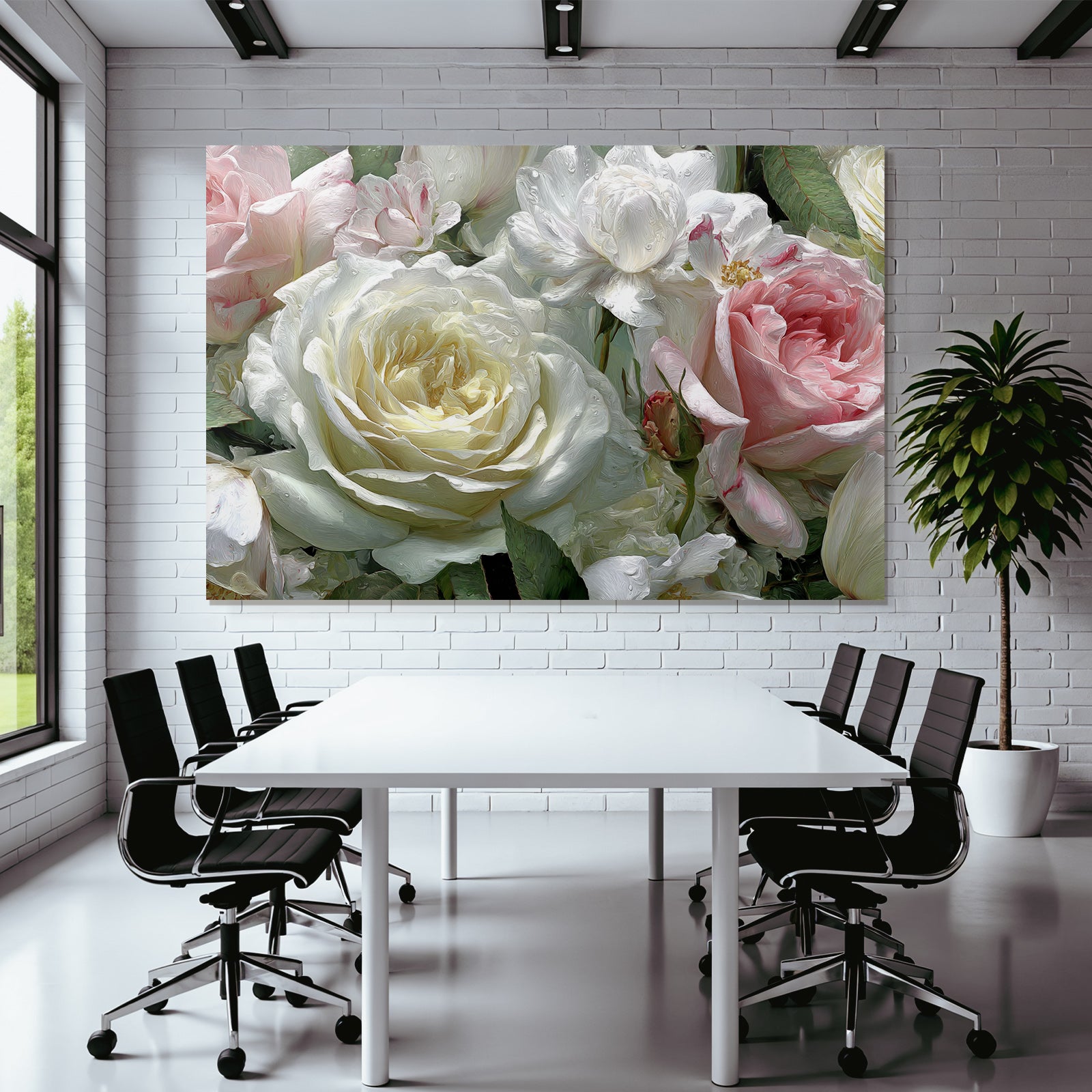 Zarte Impressionistische Rosen Und Pfingstrosen Naheaufnahme