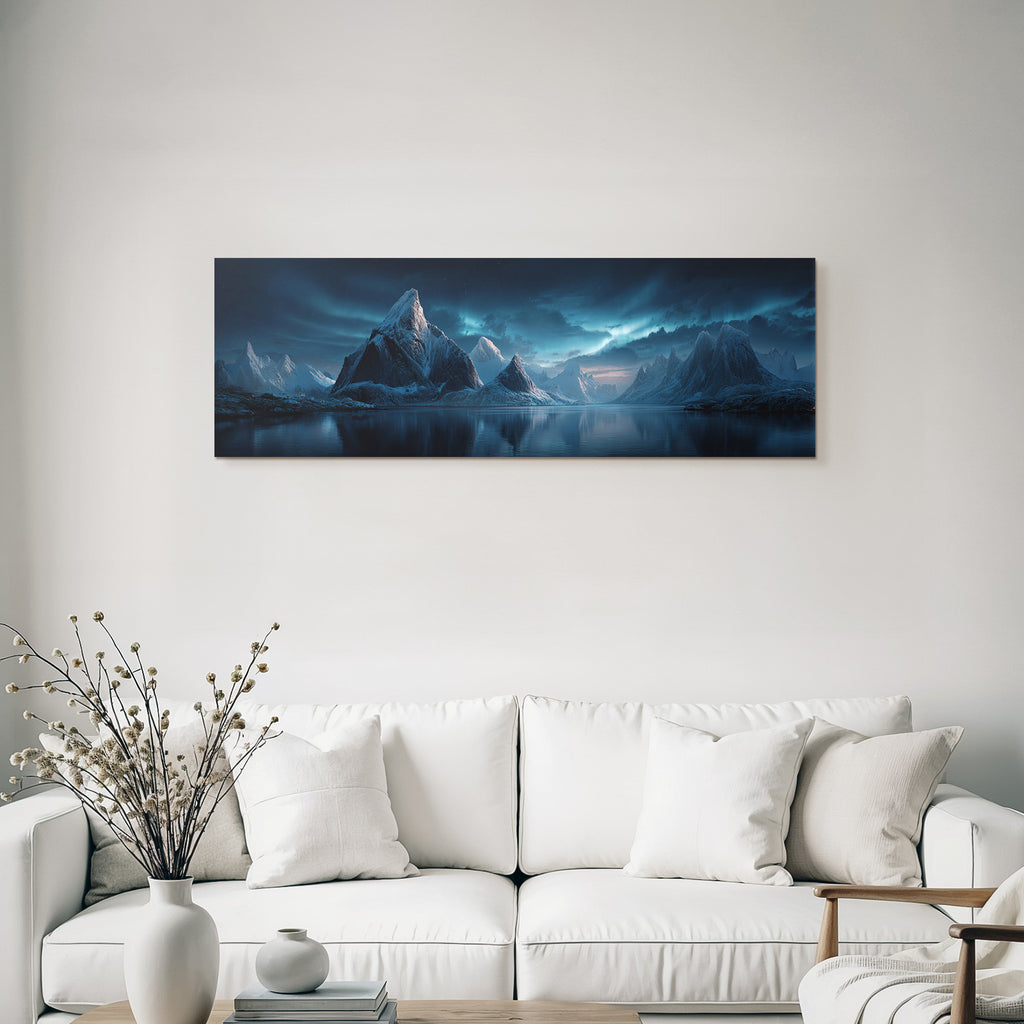 Polarlicht Dramatische Winterlandschaft Sternenhimmel Aurora Borealis Reflexionen | Fjorde und Gletscher | Landschaften