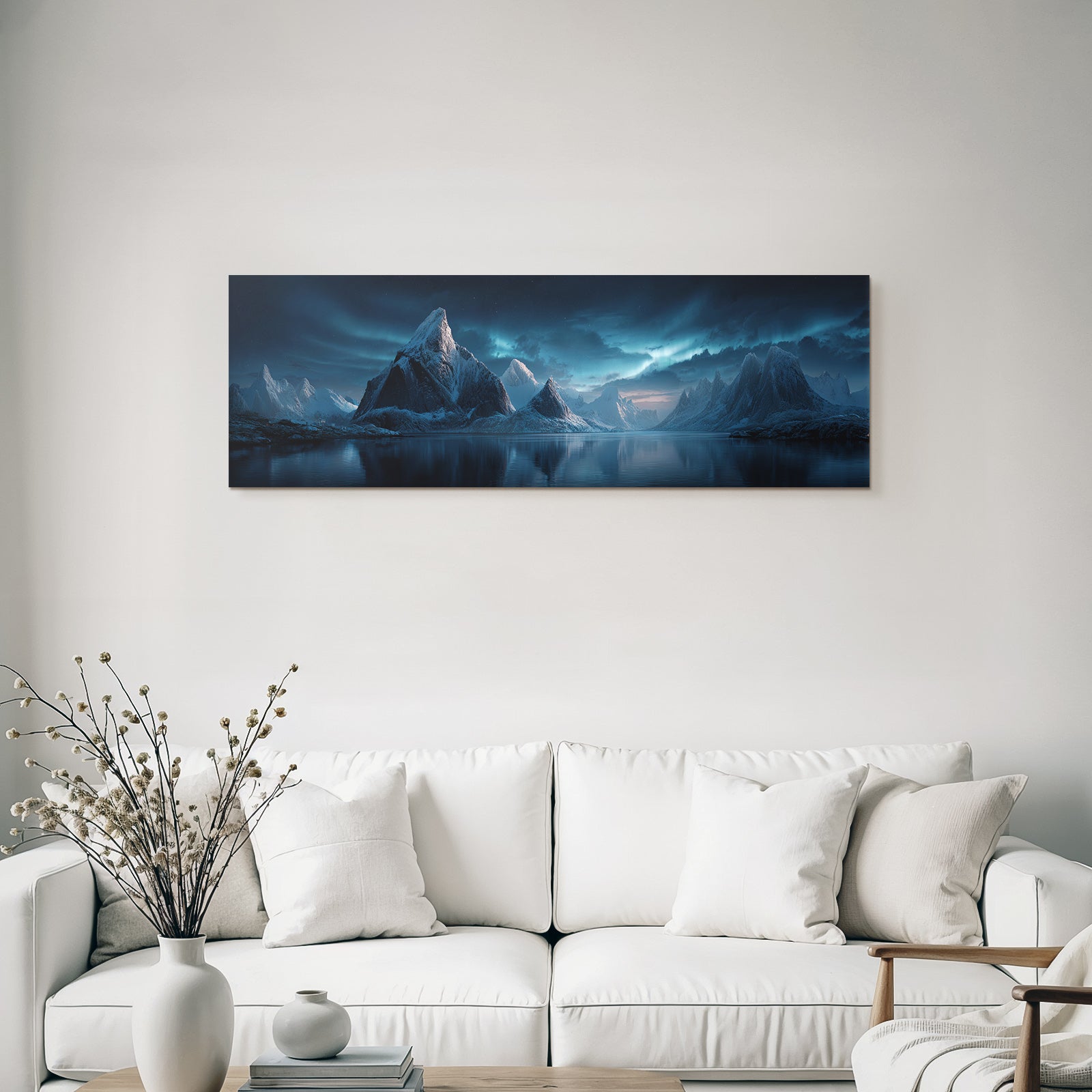 Polarlicht Dramatische Winterlandschaft Sternenhimmel Aurora Borealis Reflexionen | Fjorde und Gletscher | Landschaften