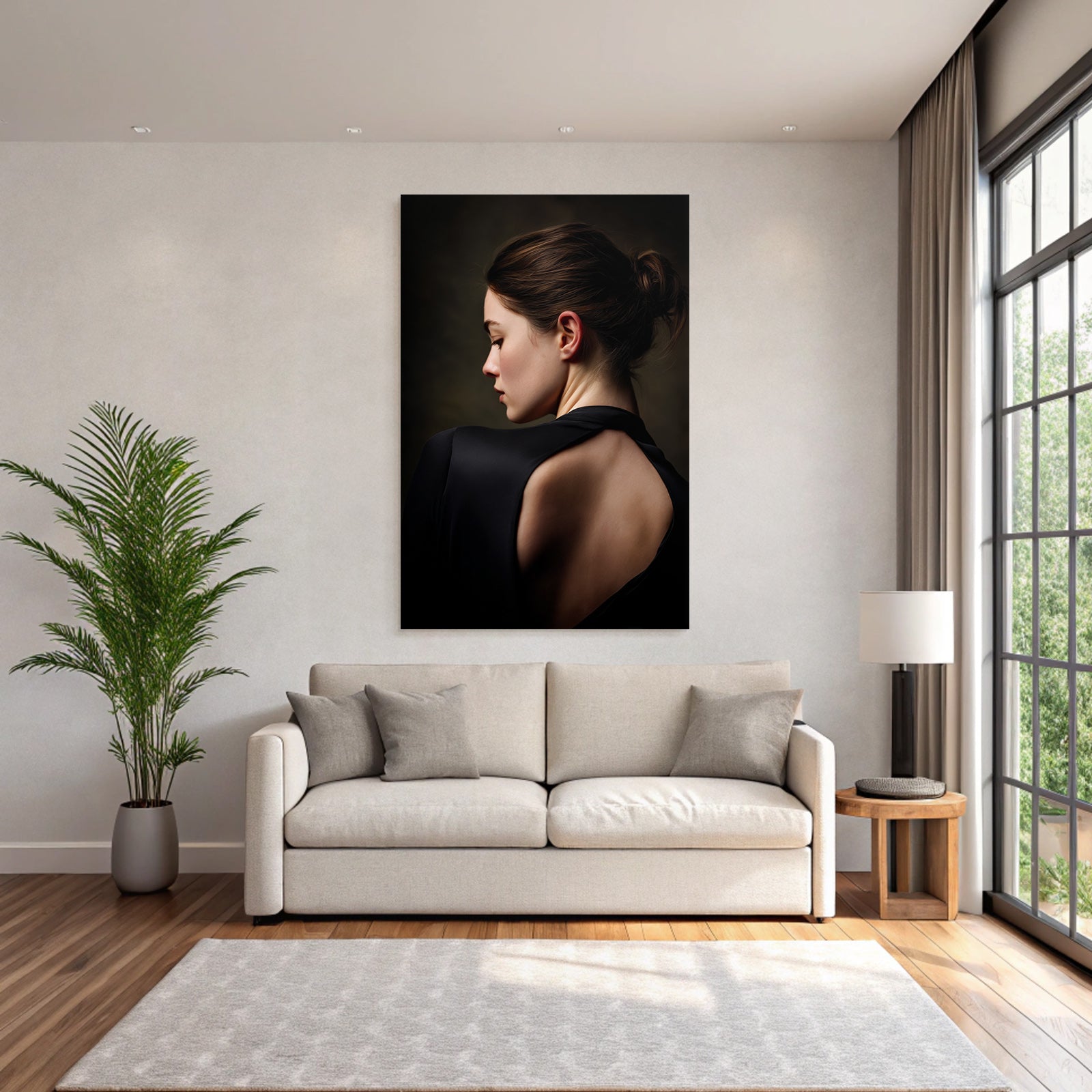 Elegante Porträt Von Hinten Introspektiv Schwarz Grazie | Aktkunst und Sinnlichkeit | Menschen und Emotionen