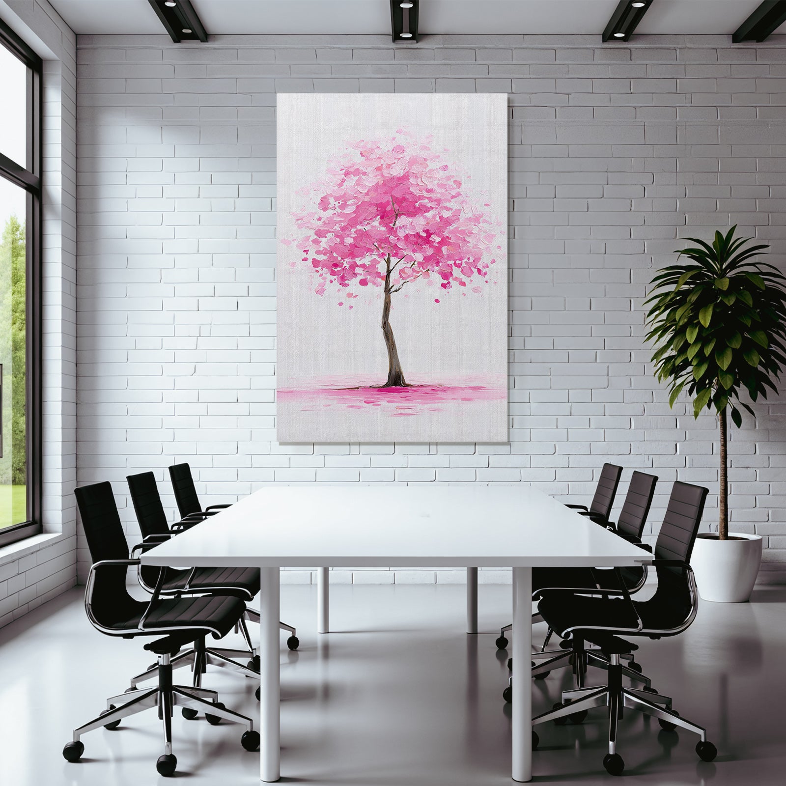 Zartrosa Baum Mit Minimalistischem Hintergrund