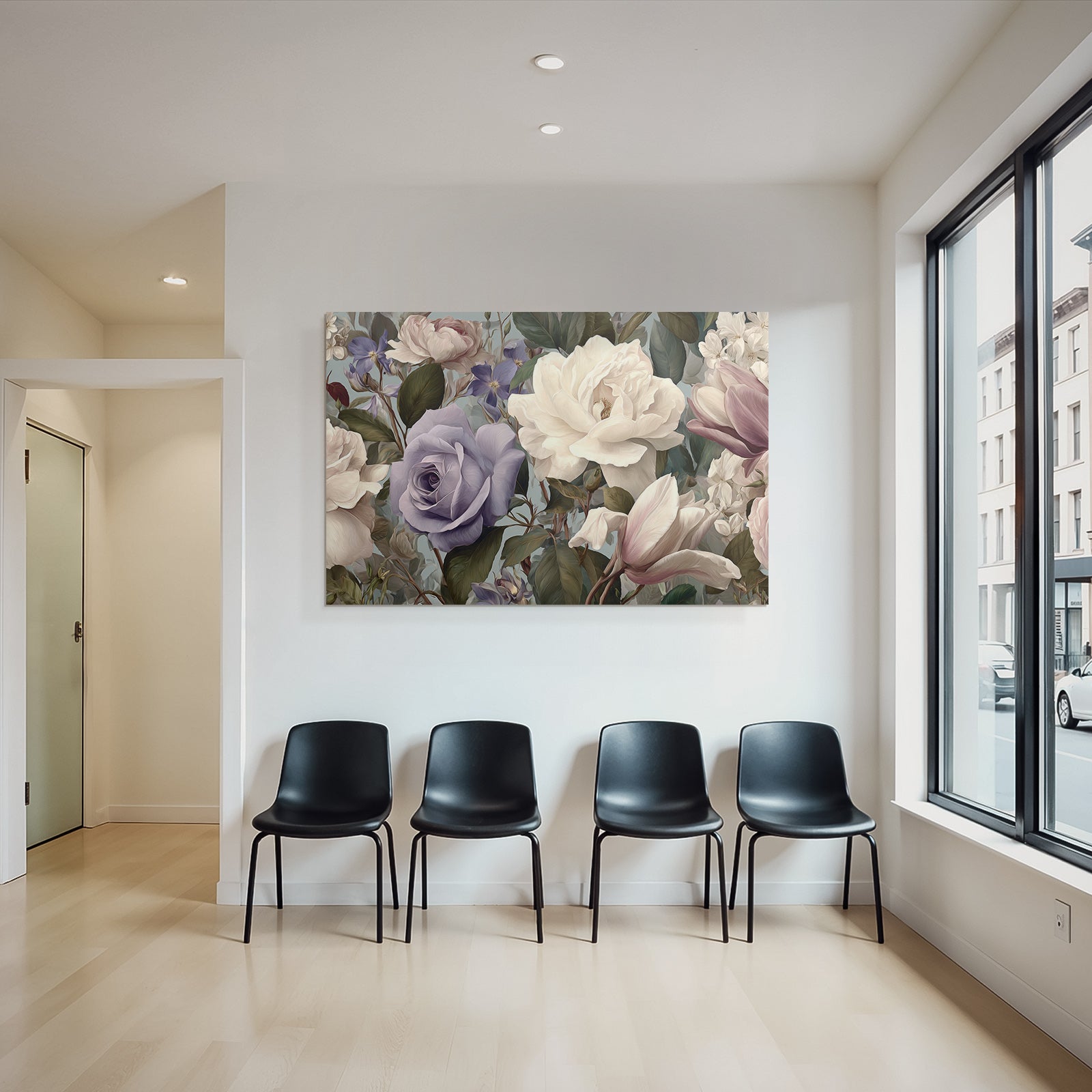 Illustration Mit Rosen Und Blättern In Malerischem Stil