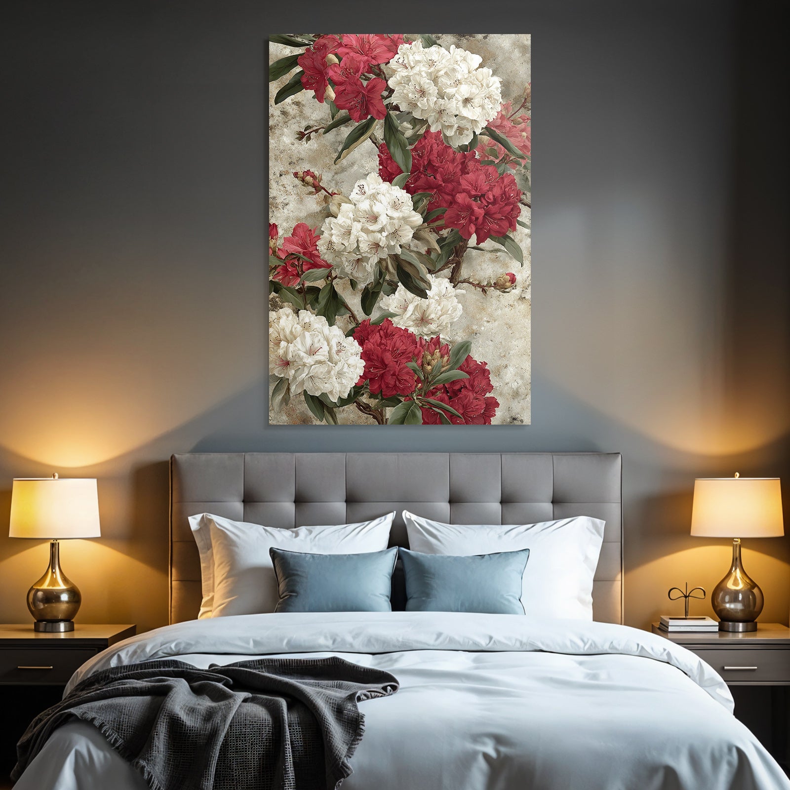 Schön Bunte Rhododendron Anordnung Mit Roten Und Weissen Blüten