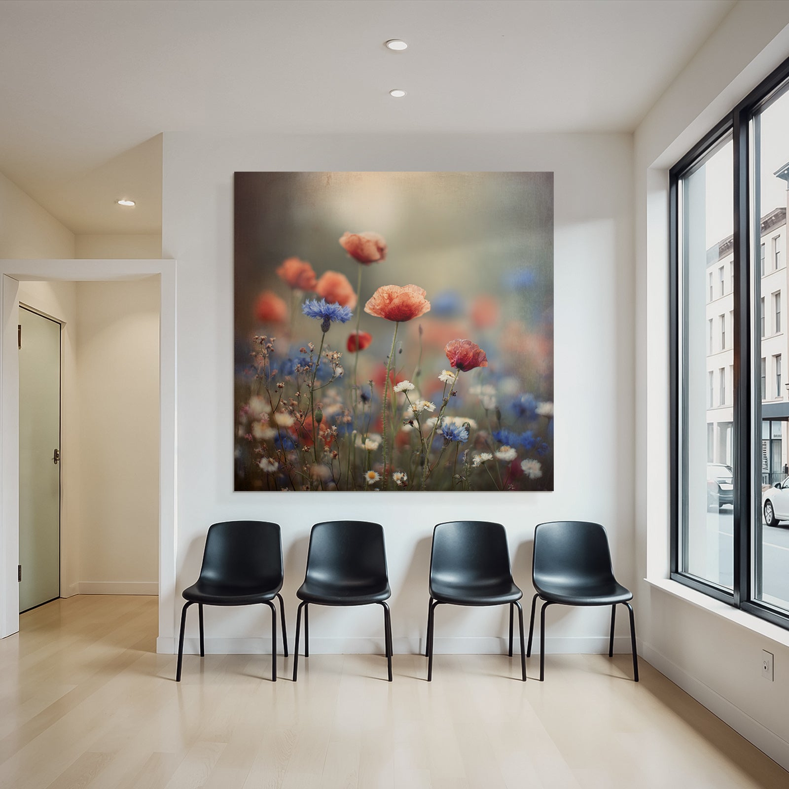 Traumhafte Wildwiese Mit Mohn Korn Und Gänseblümchen