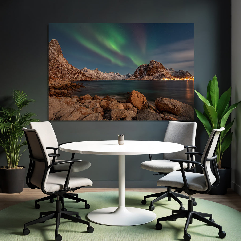 Polarlicht Schöne Landschaft Mit See Und Norlicht In Den Polarregionen | Fjorde und Gletscher | Landschaften