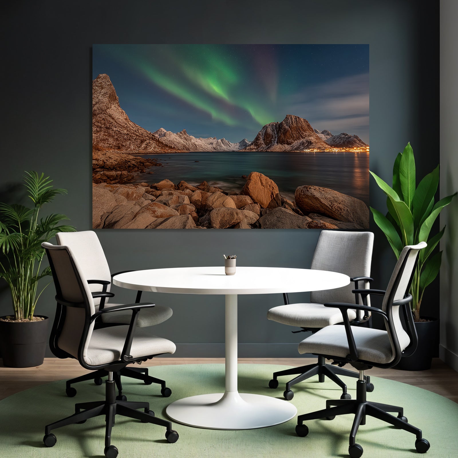 Polarlicht Schöne Landschaft Mit See Und Norlicht In Den Polarregionen | Fjorde und Gletscher | Landschaften