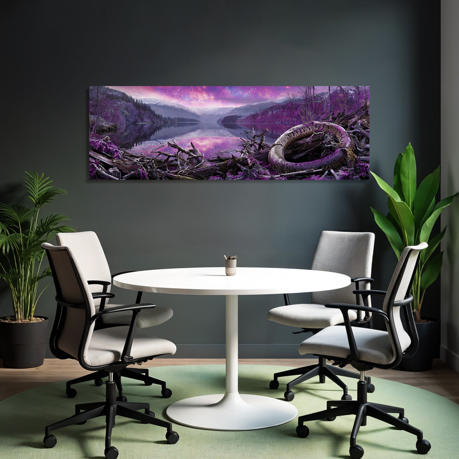 Polarlicht Surreale Landschaft Mit See Und Coiled Creature | Fjorde und Gletscher | Landschaften