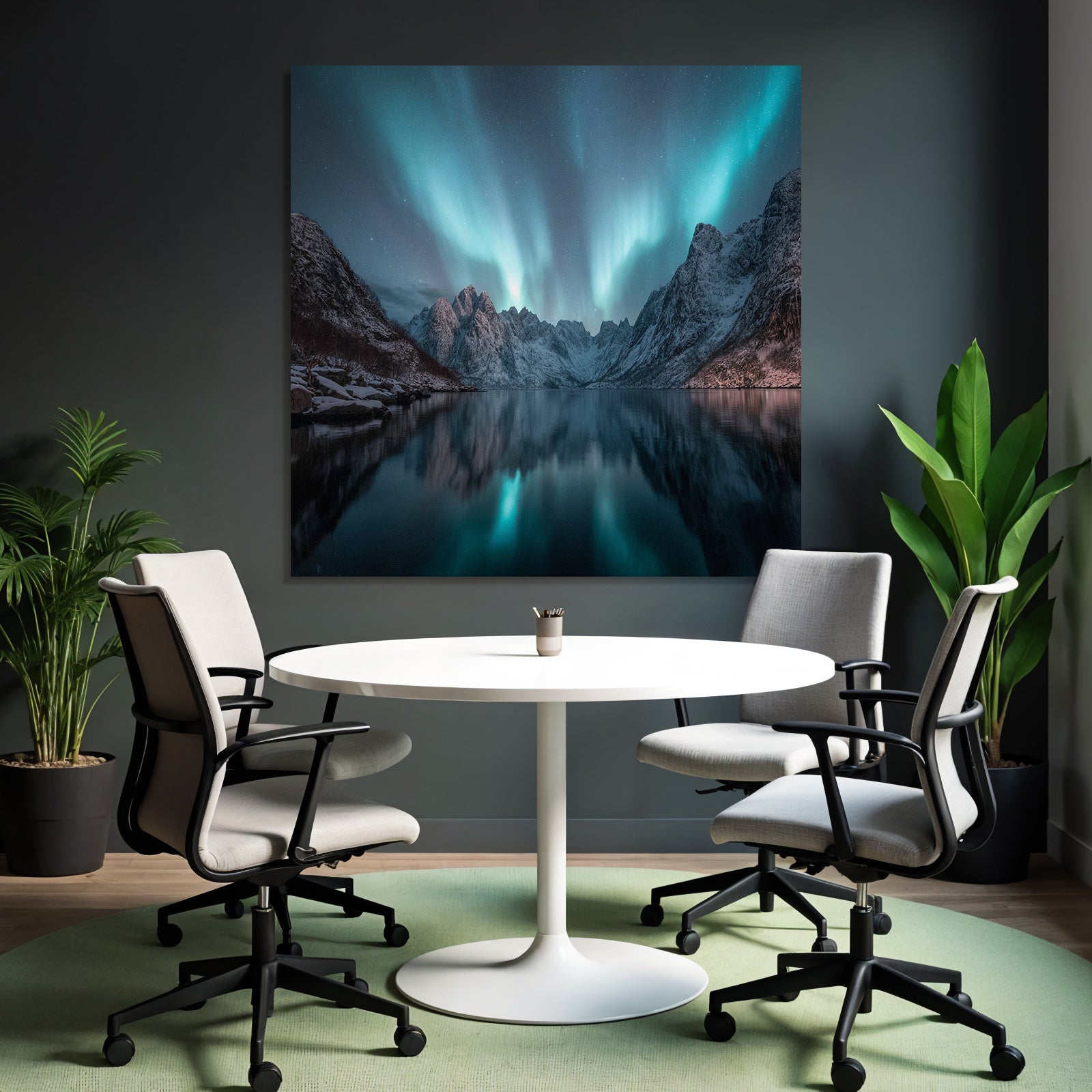 Polarlicht Natürliche Landschaft Mit Aurora Reflection Und Berge | Fjorde und Gletscher | Landschaften