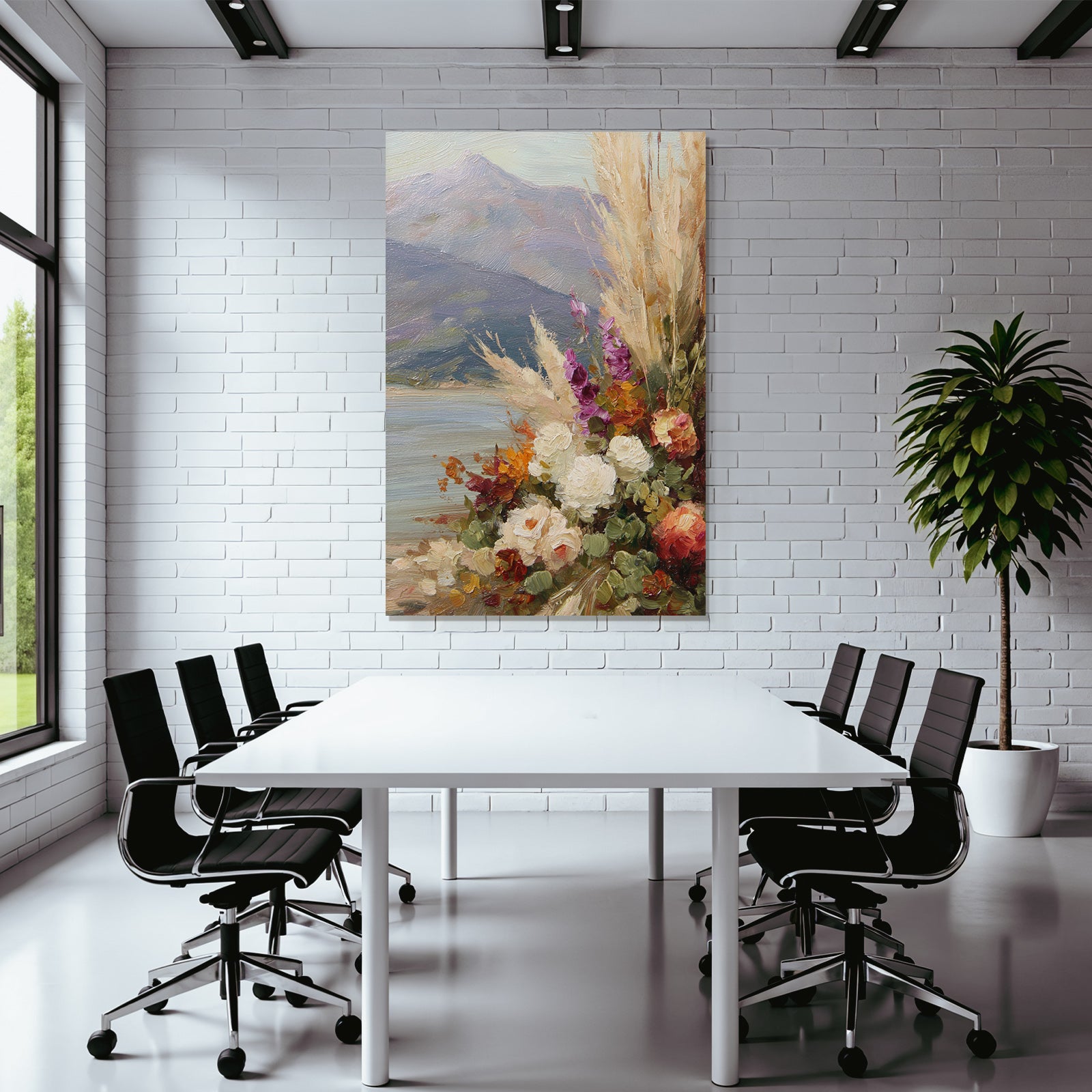 Trocken Retro Flowers Strauss Und Berge Impressionistisch Malerei