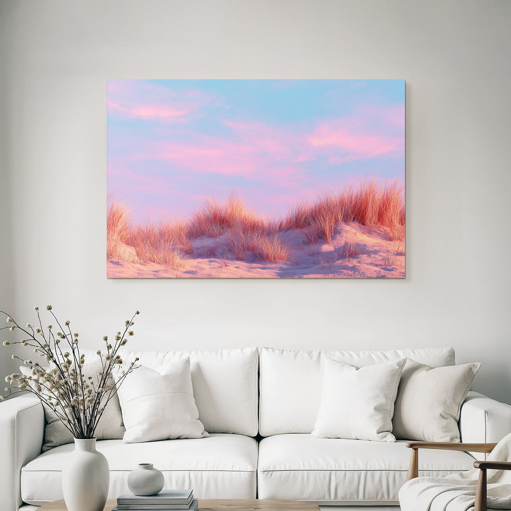 Ruhige Landschaft Gras Auf Sanddünen Mit Pastellfarbenem Himmel | Duenen und Heide | Landschaften